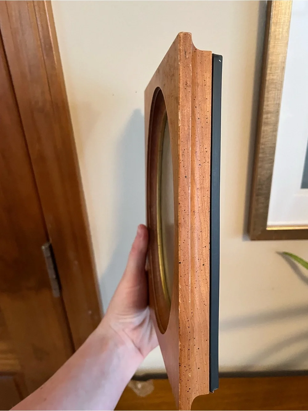 Vintage Wooden Round Glass Picture Frame
